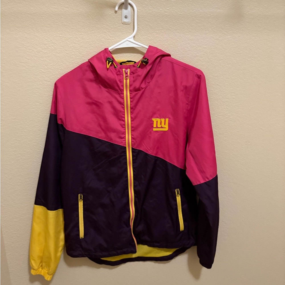 New York Giants Womens M Embroidered Full Zip Hooded Windbreaker Jacket